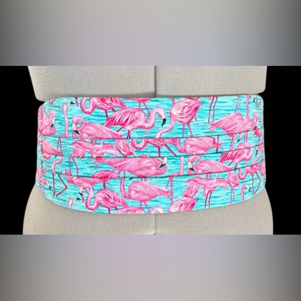 3/$18 Flamingo Print Cumberbund - Adjustable- Prom Humor
